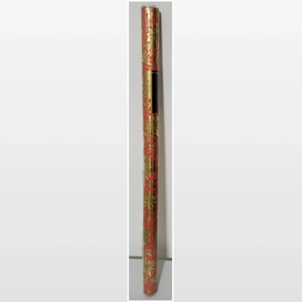 New Vintage Hallmark Wrapping Paper Orange Yellow Gold Foil NWT